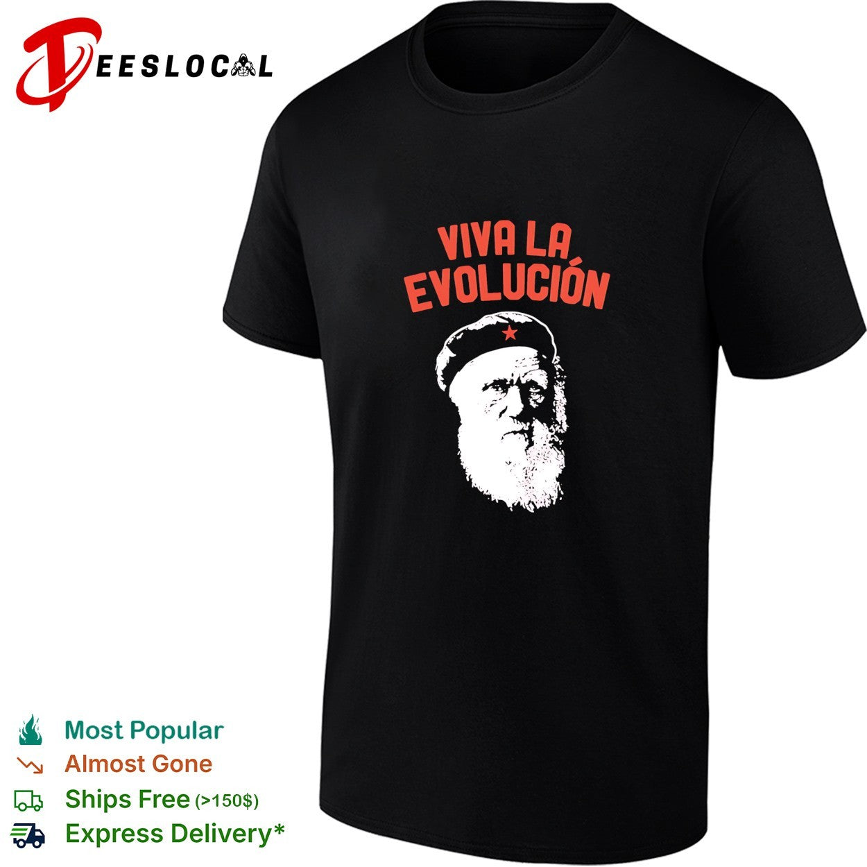 Charles Darwin Viva La Evolucion Evolution big head shirt