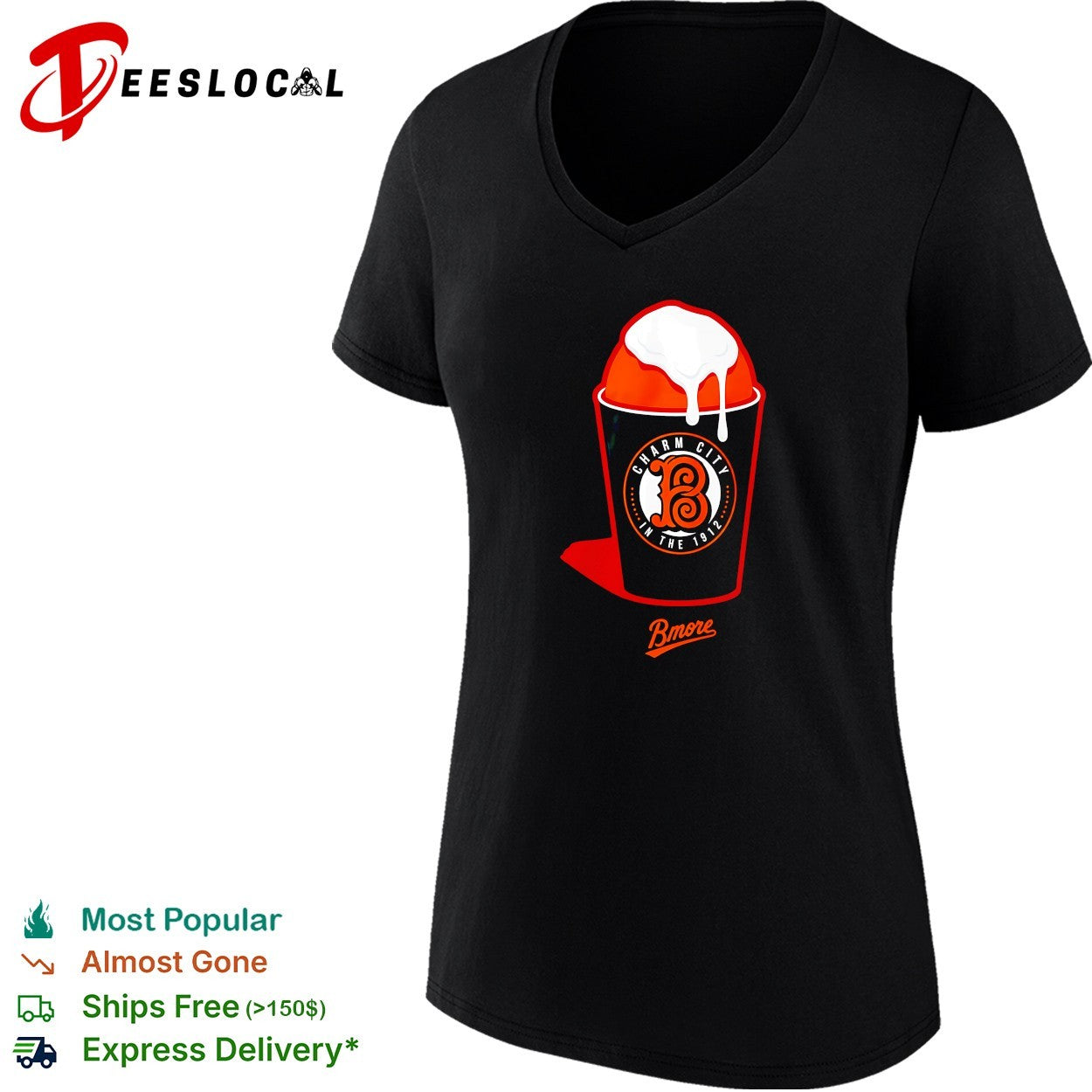 Charm City B in the 1912 Bmore shaved ice dessert cup shirt