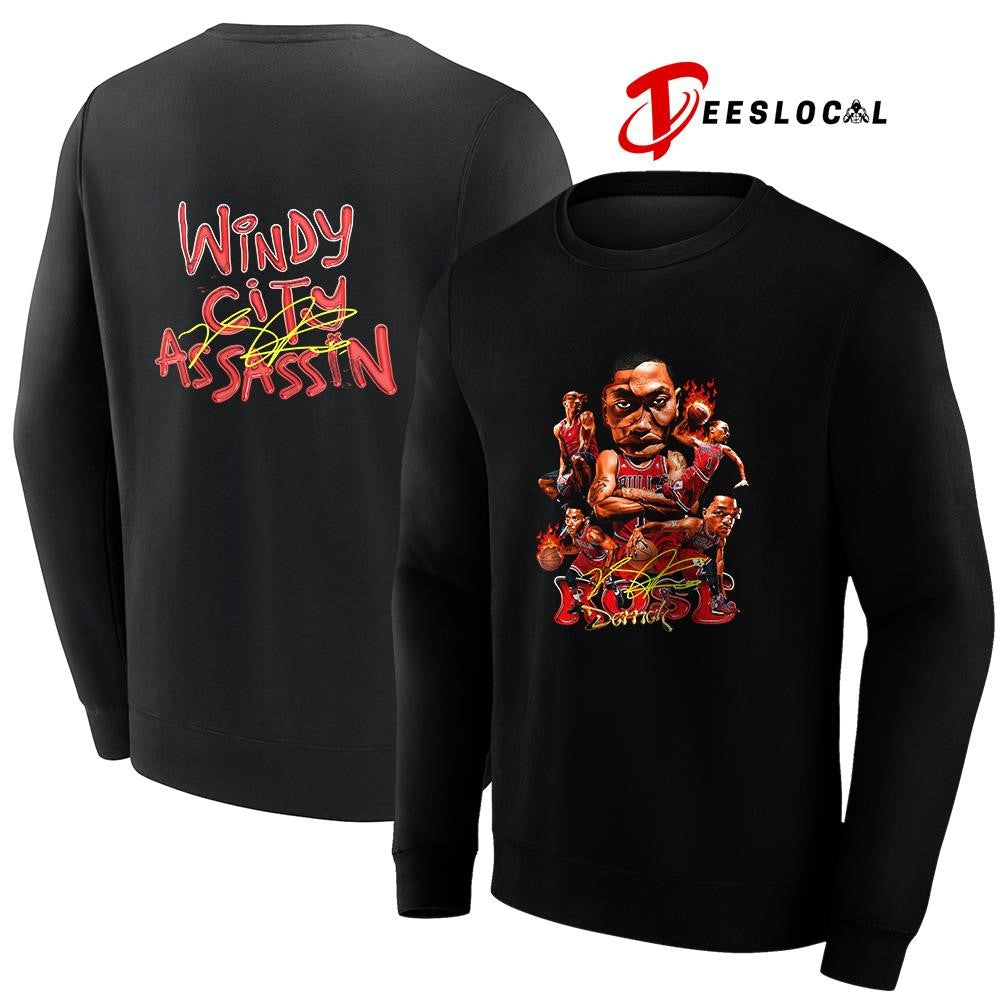 Chicago Bulls Derrick Rose Windy city Assasin signature shirt