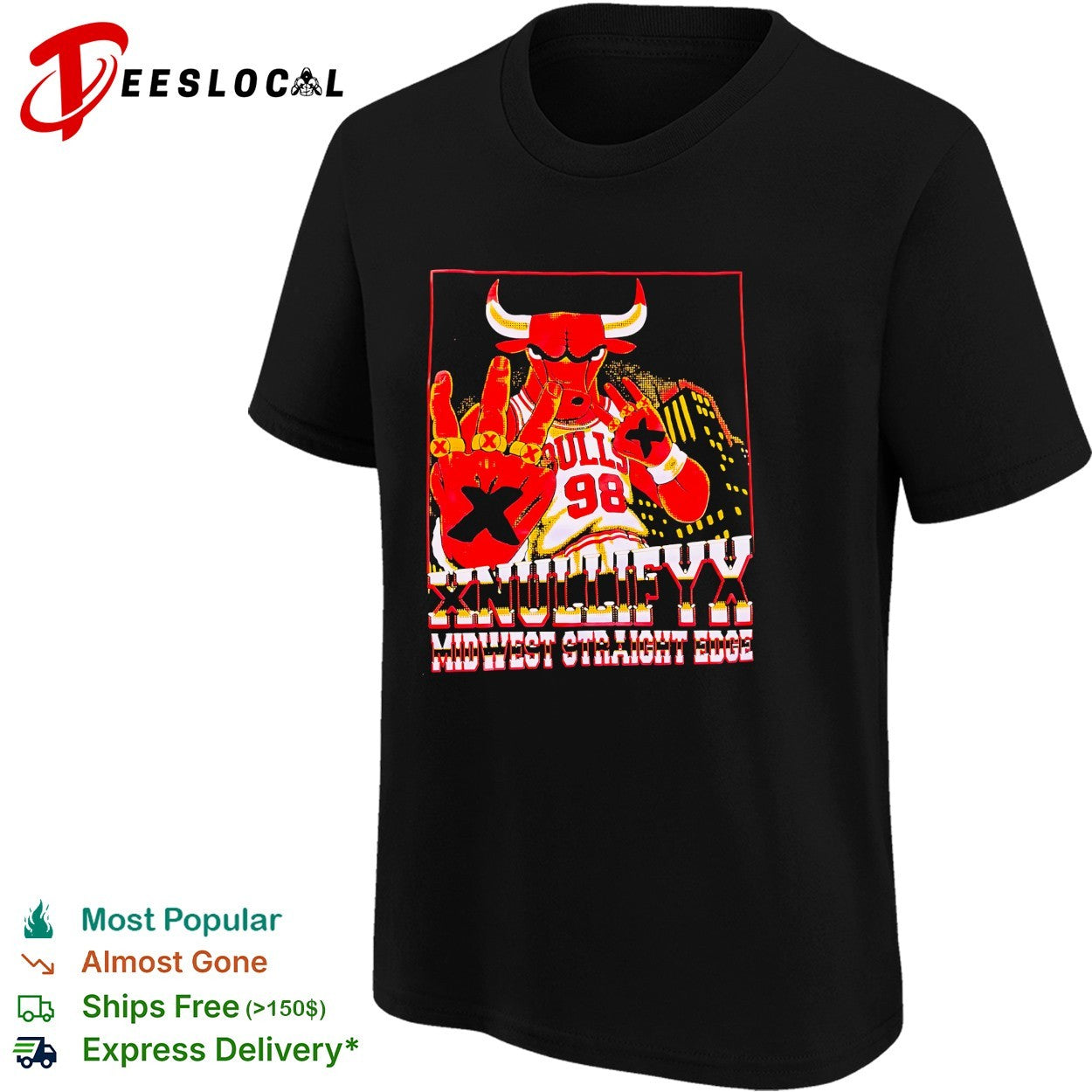 Chicago Bulls Xnullieyy Midwest Straight Edge number 98 shirt