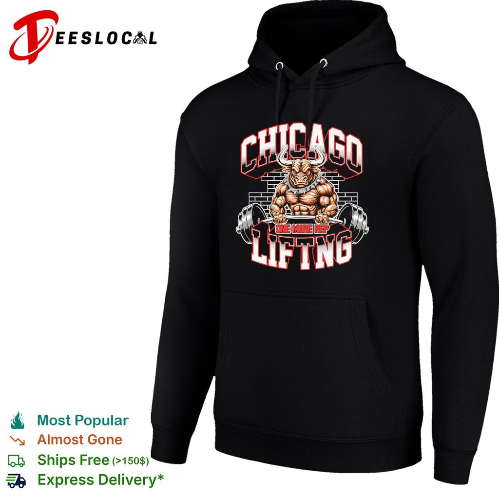 Chicago Bulls bull lifting one more rep weightlifting shirt