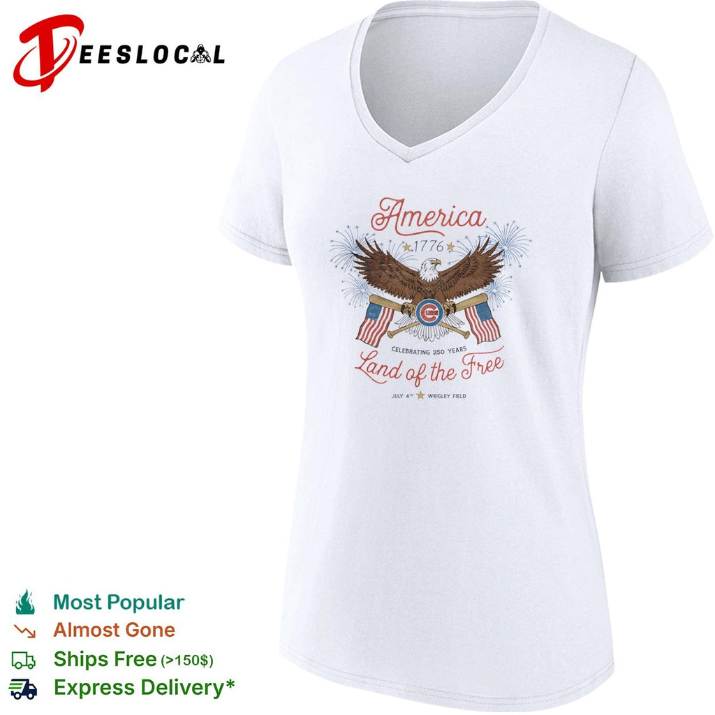 Chicago Cubs America 1776 Celebrating 250 Years Land of the Free July 4th shirt