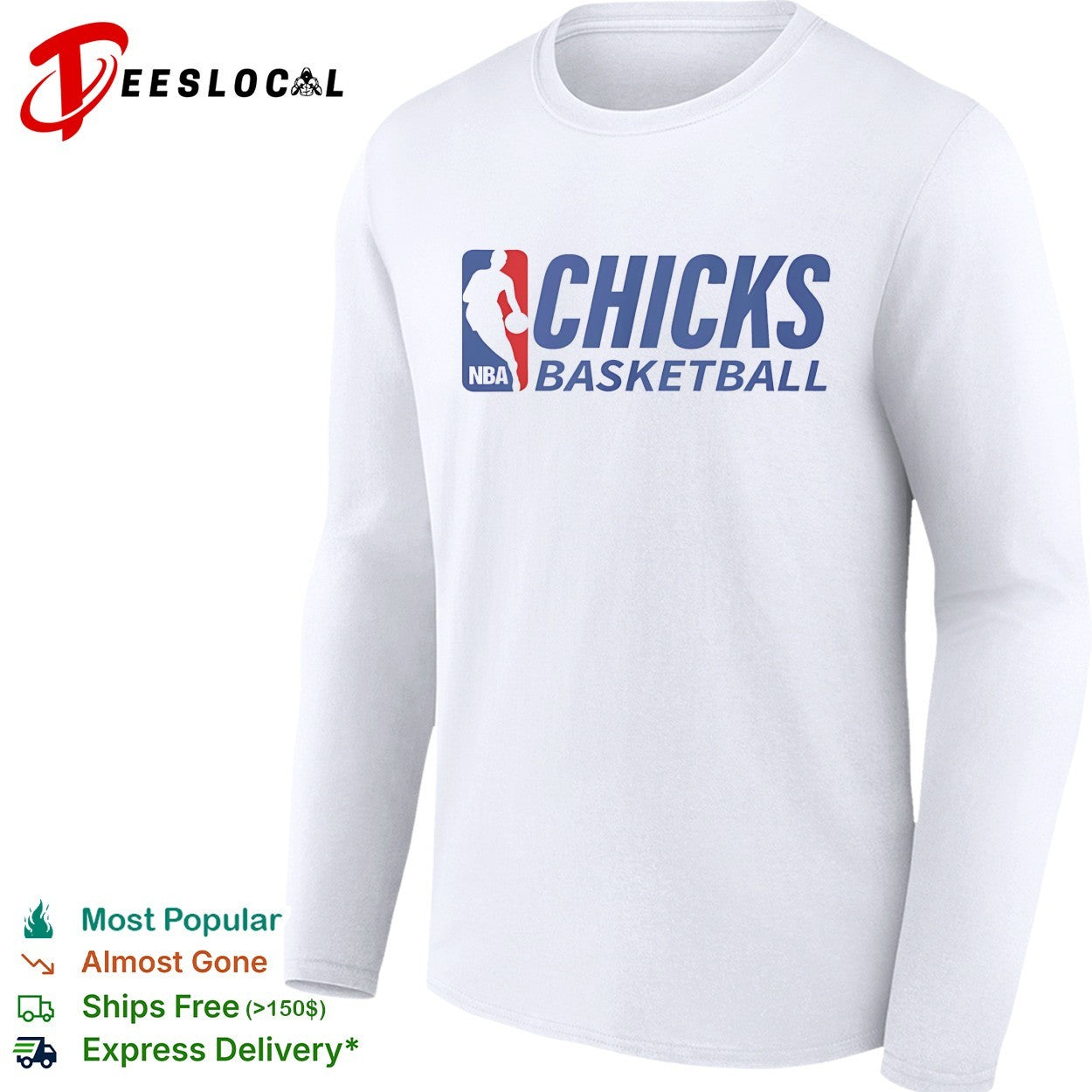 Chicks basketball NBA logo parody shirt
