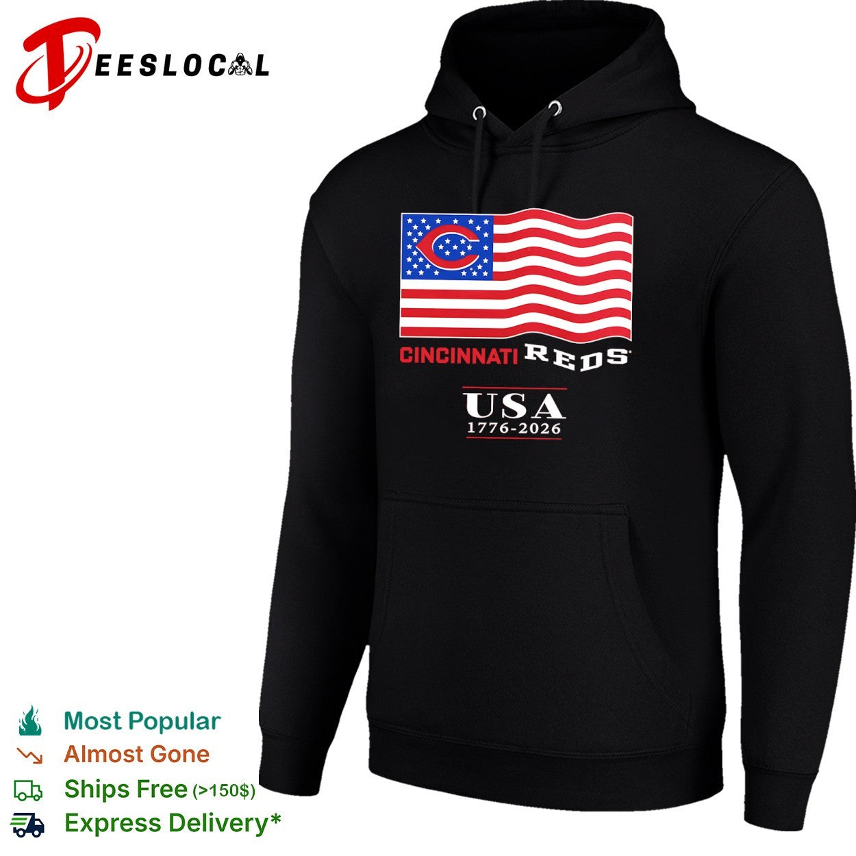 Cincinnati Reds USA 1776 2026 Patriotic Logo Baseball shirt