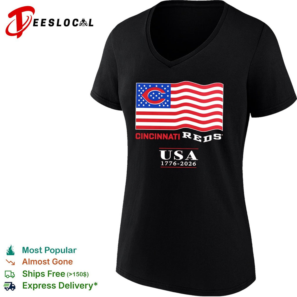 Cincinnati Reds USA 1776 2026 Patriotic Logo Baseball shirt