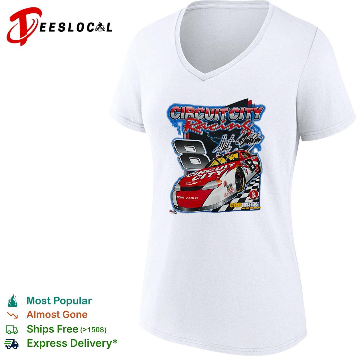 Circuit City Racing 8 Monte Carlo Chevrolet Carmax Kendall NASCAR racing shirt