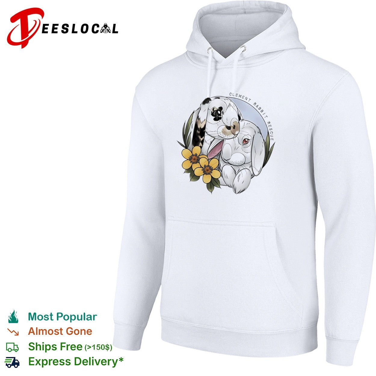 Clement Rabbit Rescue Cute Bunnies and Yellow Flowers Animal Wildlife shirt