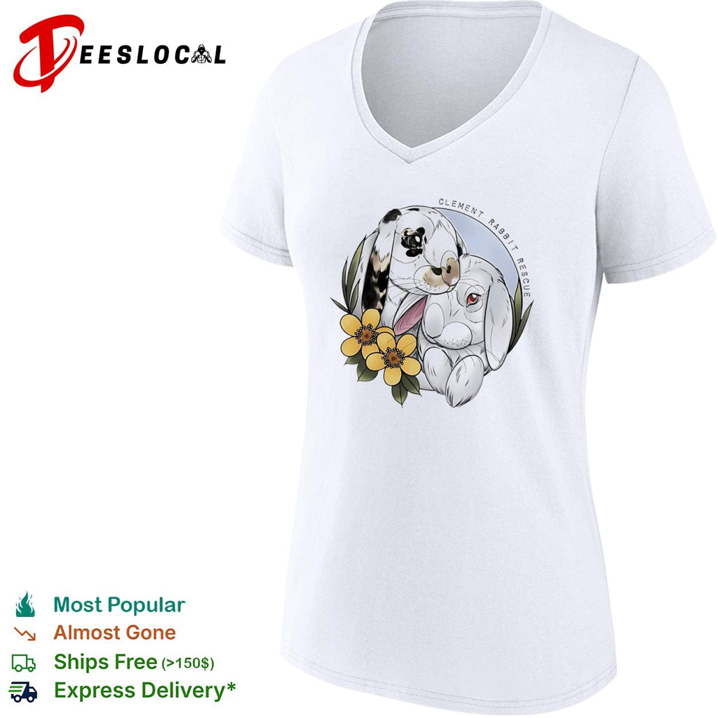 Clement Rabbit Rescue Cute Bunnies and Yellow Flowers Animal Wildlife shirt