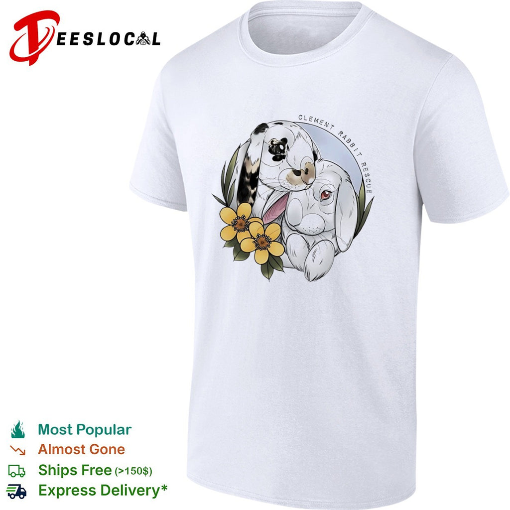 Clement Rabbit Rescue Cute Bunnies and Yellow Flowers Animal Wildlife shirt