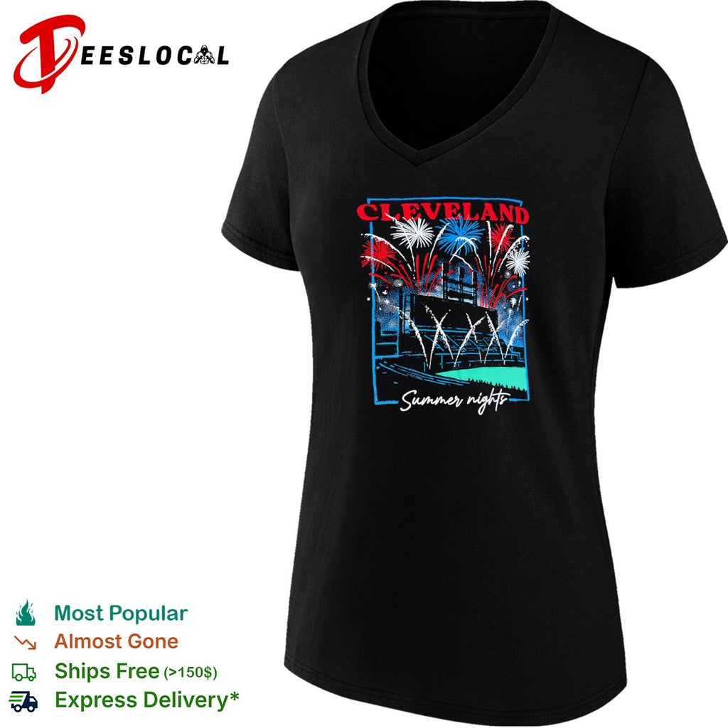 Cleveland summer nights fireworks baseball city love shirt