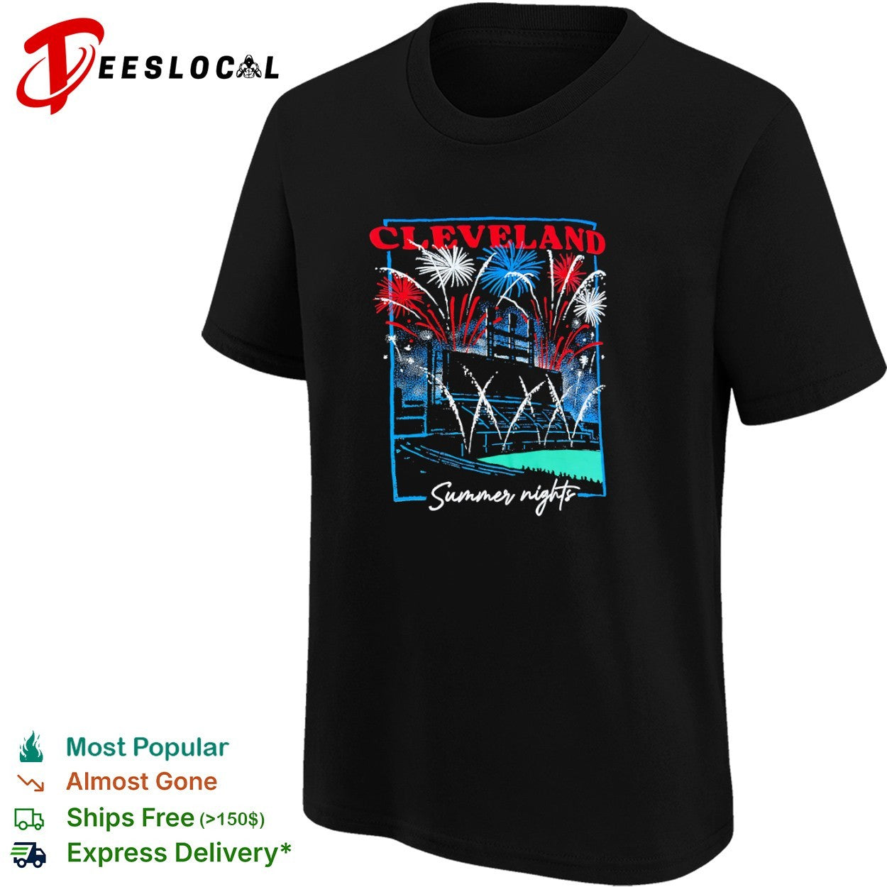 Cleveland summer nights fireworks baseball city love shirt
