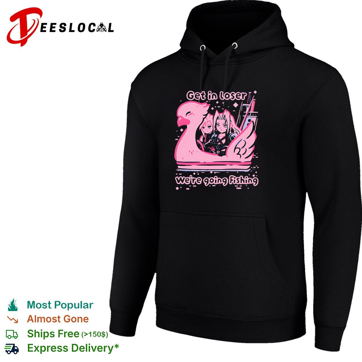 Cloud Strife Final Fantasy get in loser we are going fishing chocobo shirt