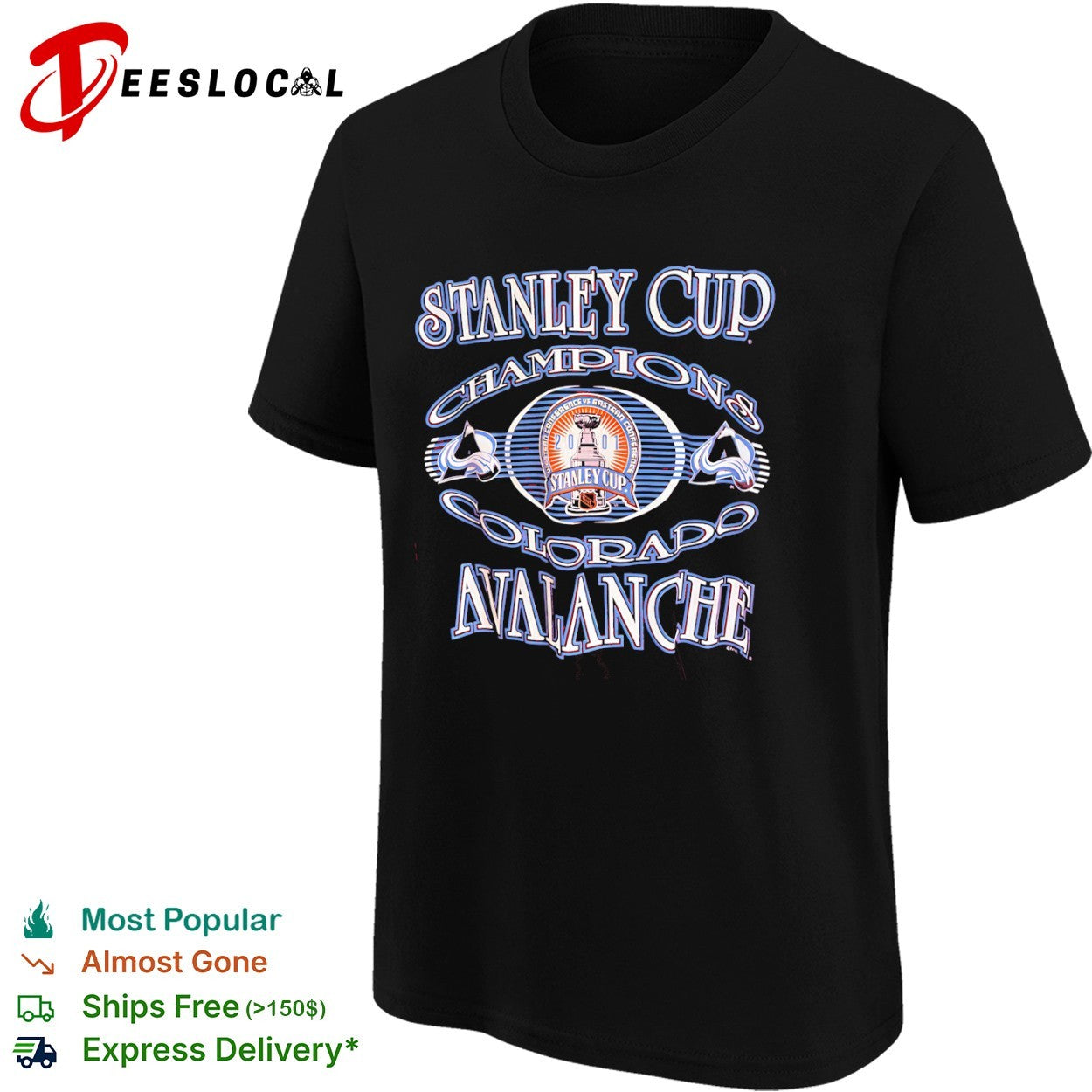 Colorado Avalanche Stanley Cup champions 2001 trophy shirt