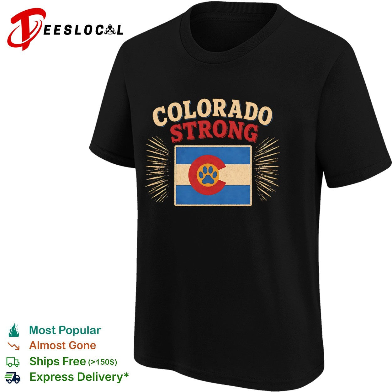 Colorado Strong Paw Print Colorado Flag shirt