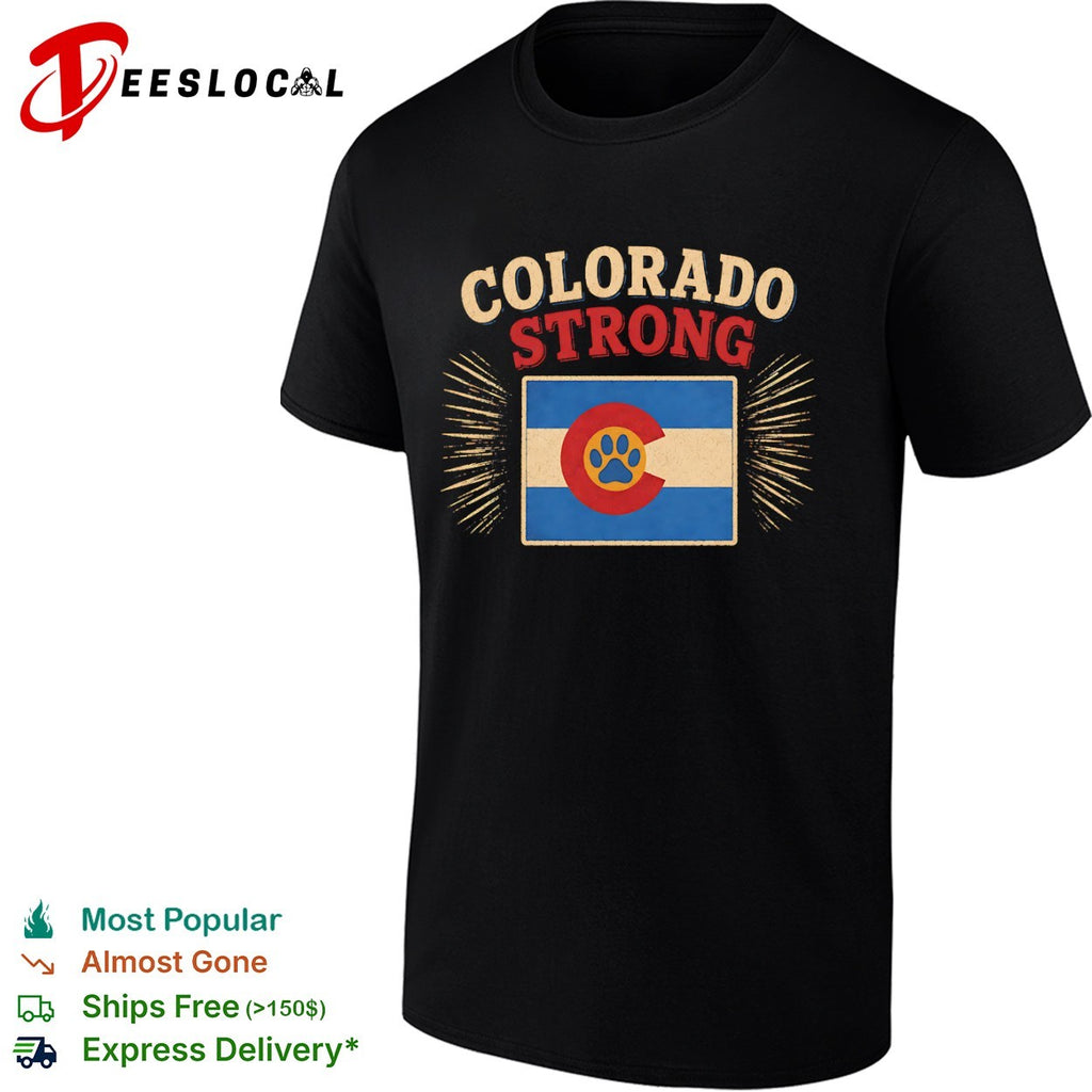 Colorado Strong Paw Print Colorado Flag shirt