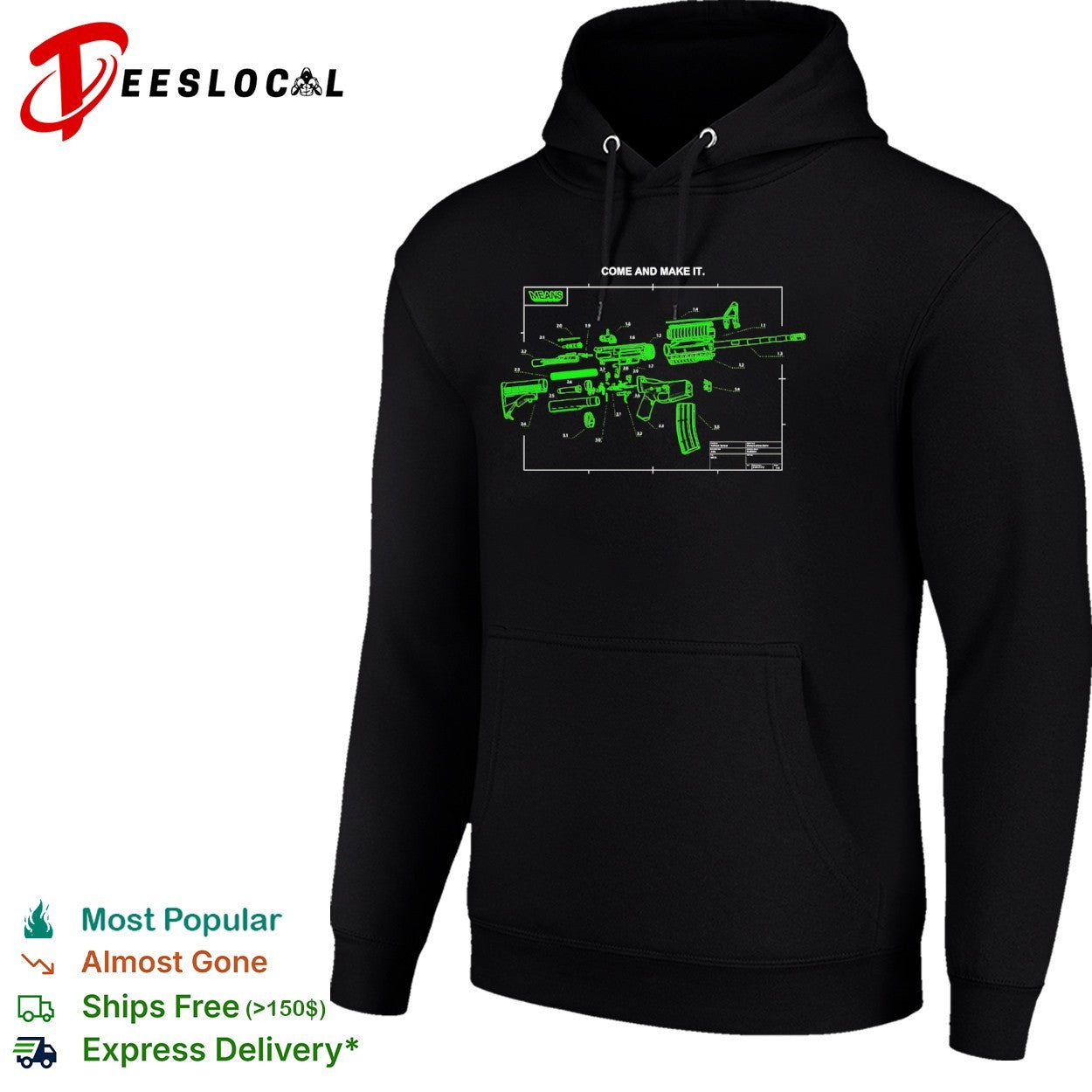Come and Make It AR 15 Parts Schematic Blueprint Technical shirt