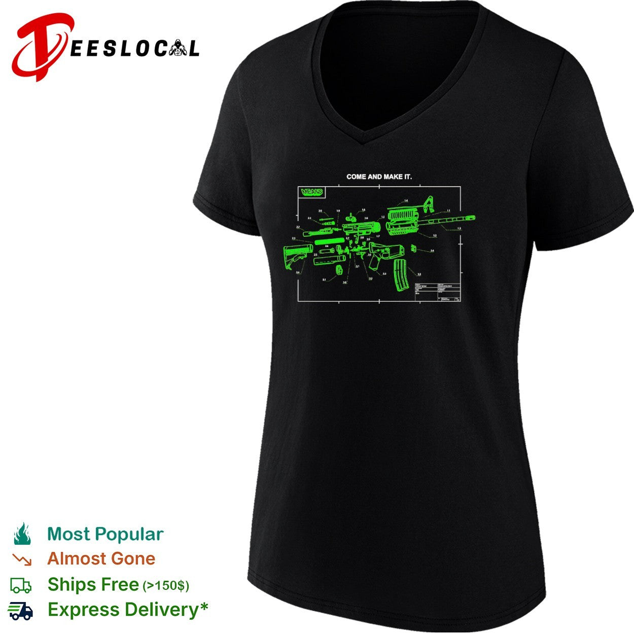 Come and Make It AR 15 Parts Schematic Blueprint Technical shirt