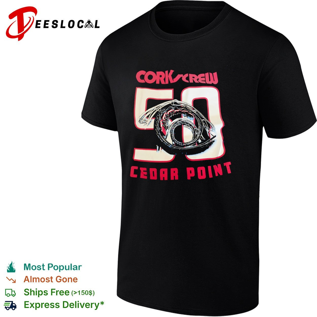 Corkscrew 50 Cedar Point Roller Coaster Amusement shirt