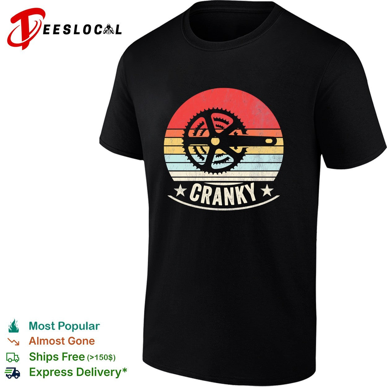 Cranky bike crank retro sunset shirt