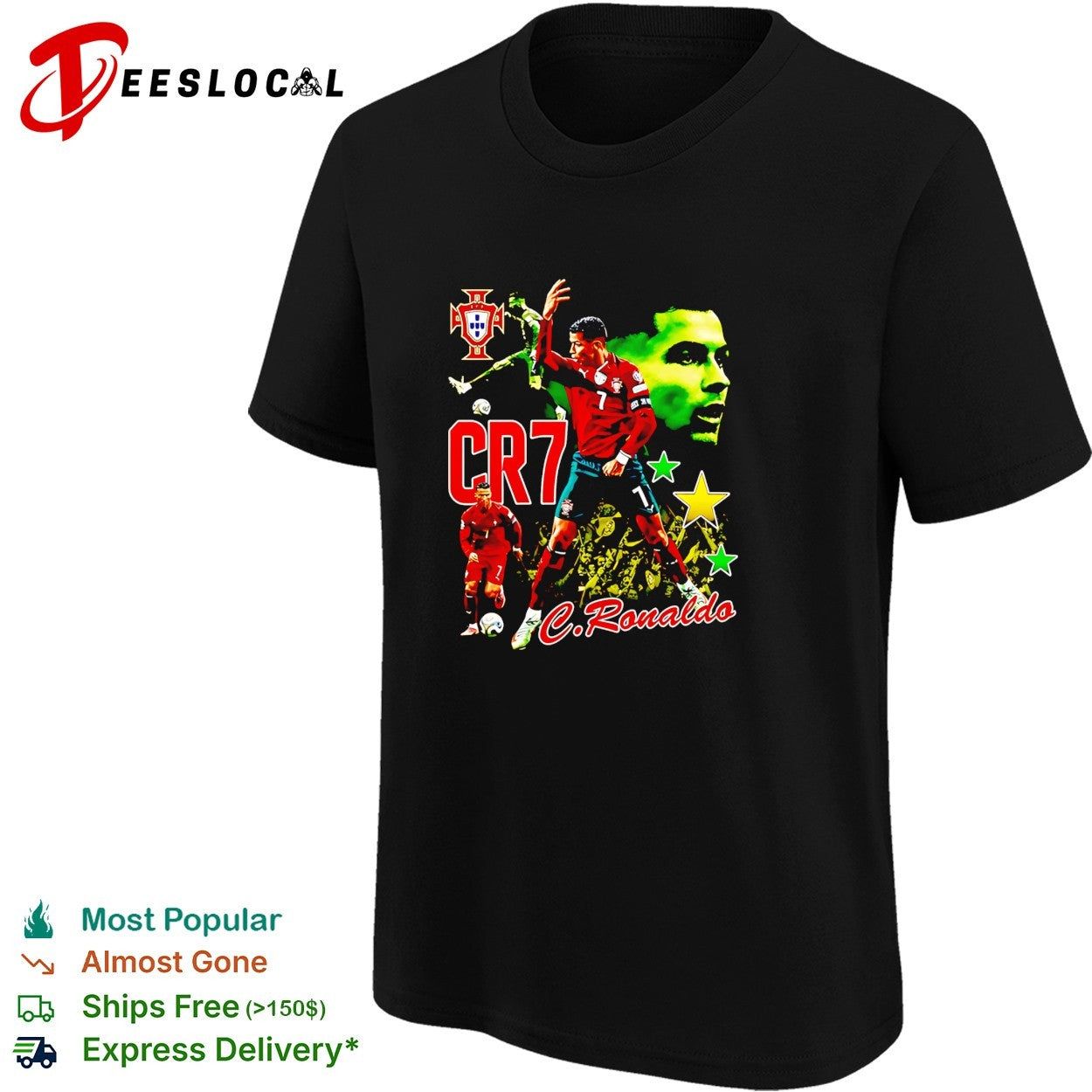 Cristiano Ronaldo CR7 Portugal football graphic vintage shirt