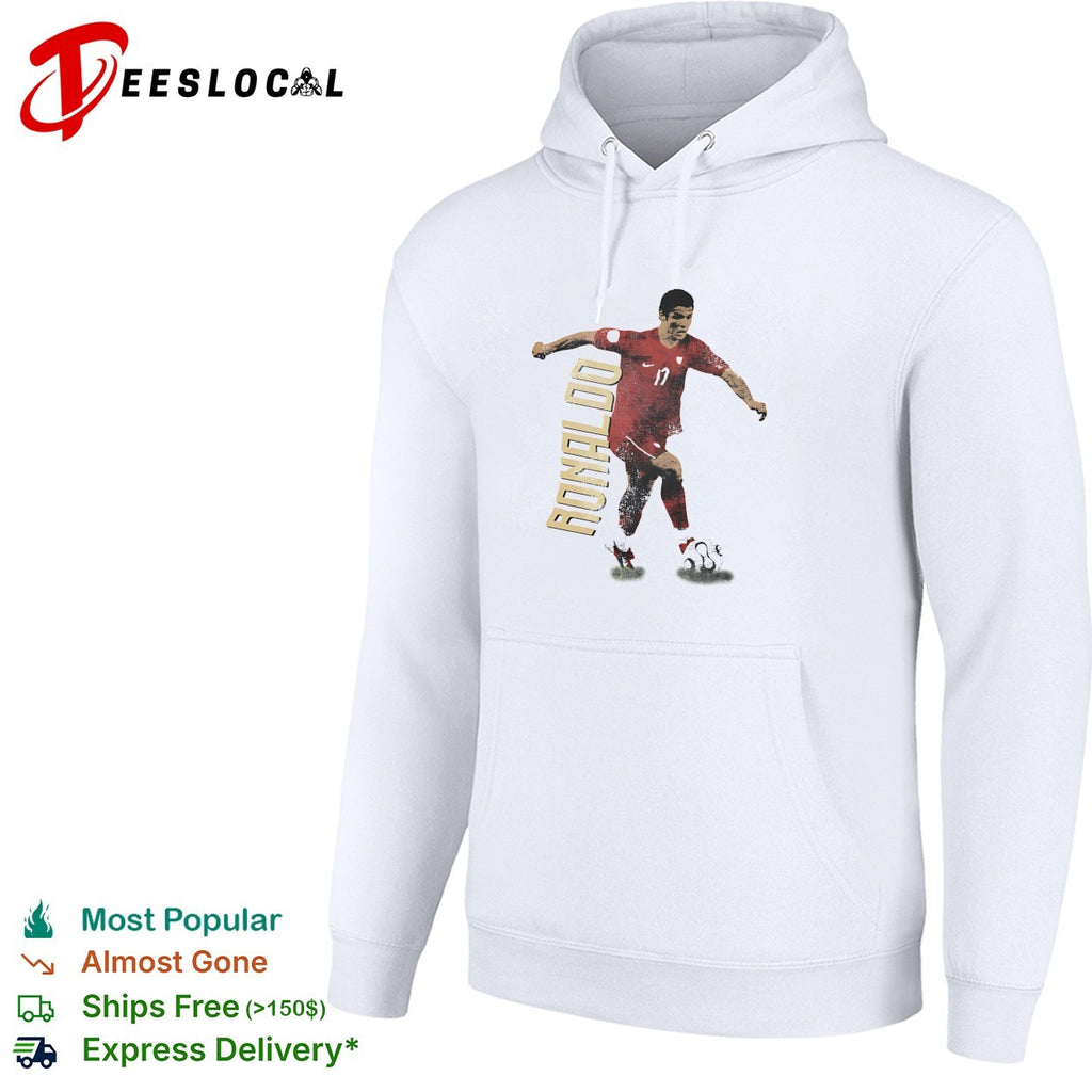 Cristiano Ronaldo number 17 dribbling soccer ball shirt