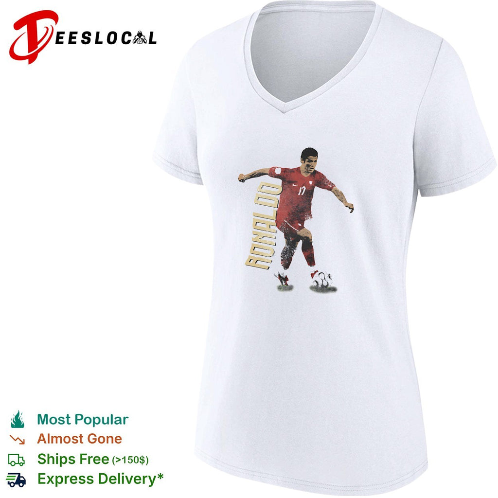 Cristiano Ronaldo number 17 dribbling soccer ball shirt