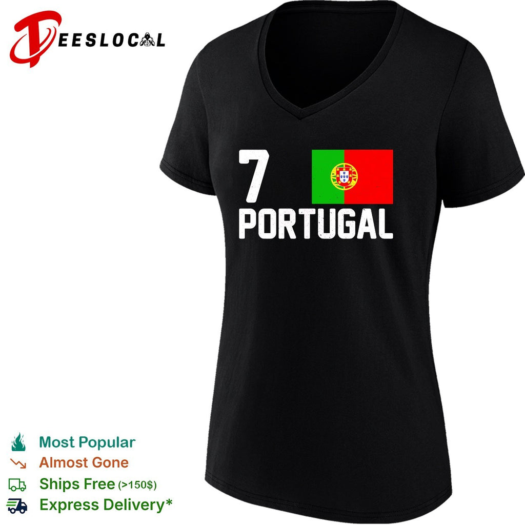 Cristiano Ronaldo number 7 Portugal flag shirt