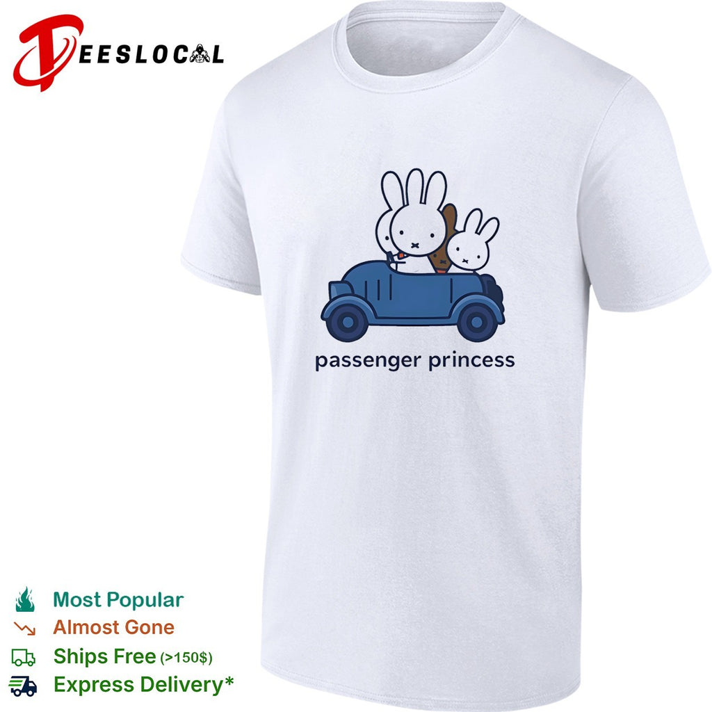 Cute Rabbit driving blue car Miffy Passenger Princess Bunny shirt