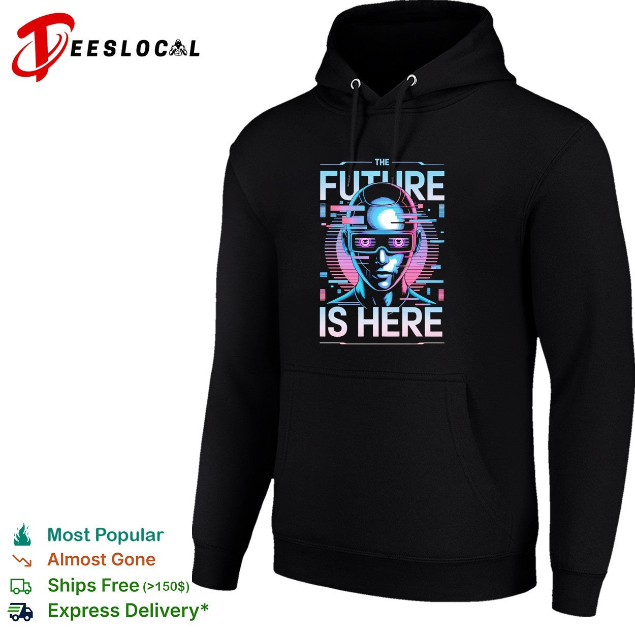 Cyberpunk android wearing VR goggles the future is here shirt