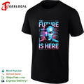 Cyborg glowing eye the future is here synthwave portrait shirt