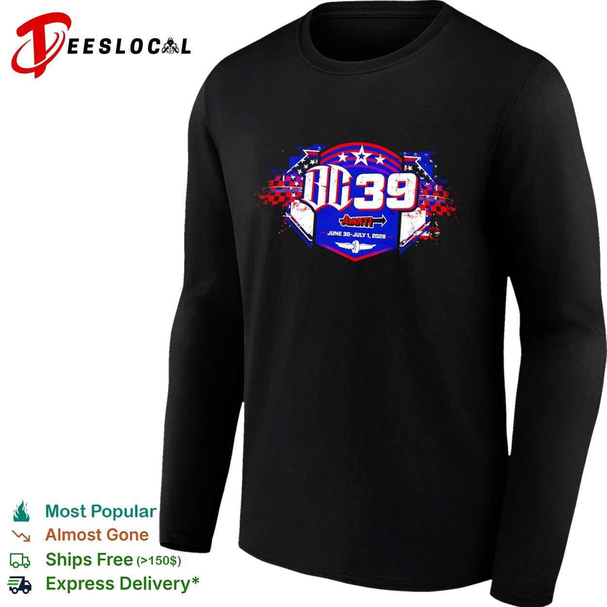 DC 39 Avanti June 30 July 1 2026 racing event logo shirt