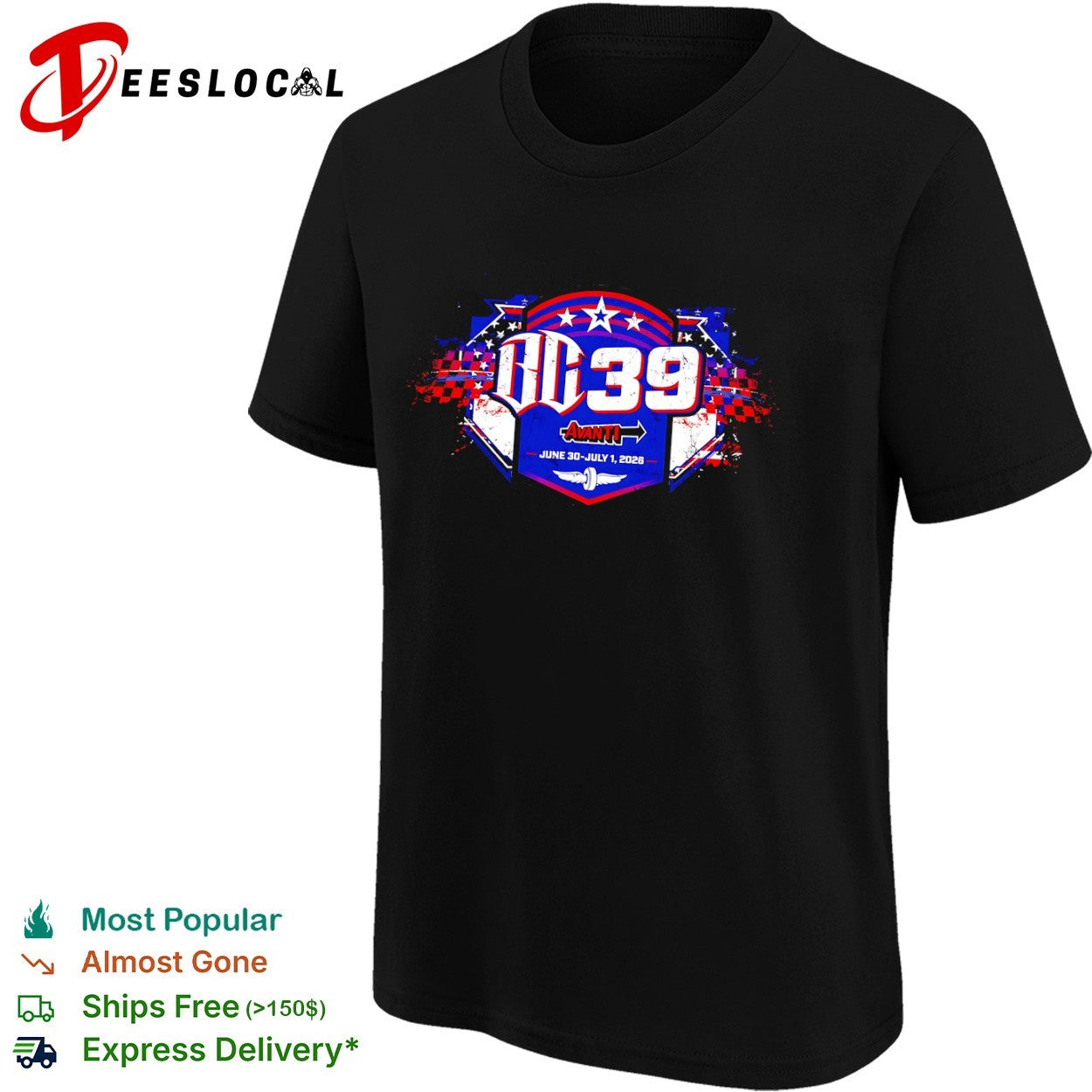 DC 39 Avanti June 30 July 1 2026 racing event logo shirt