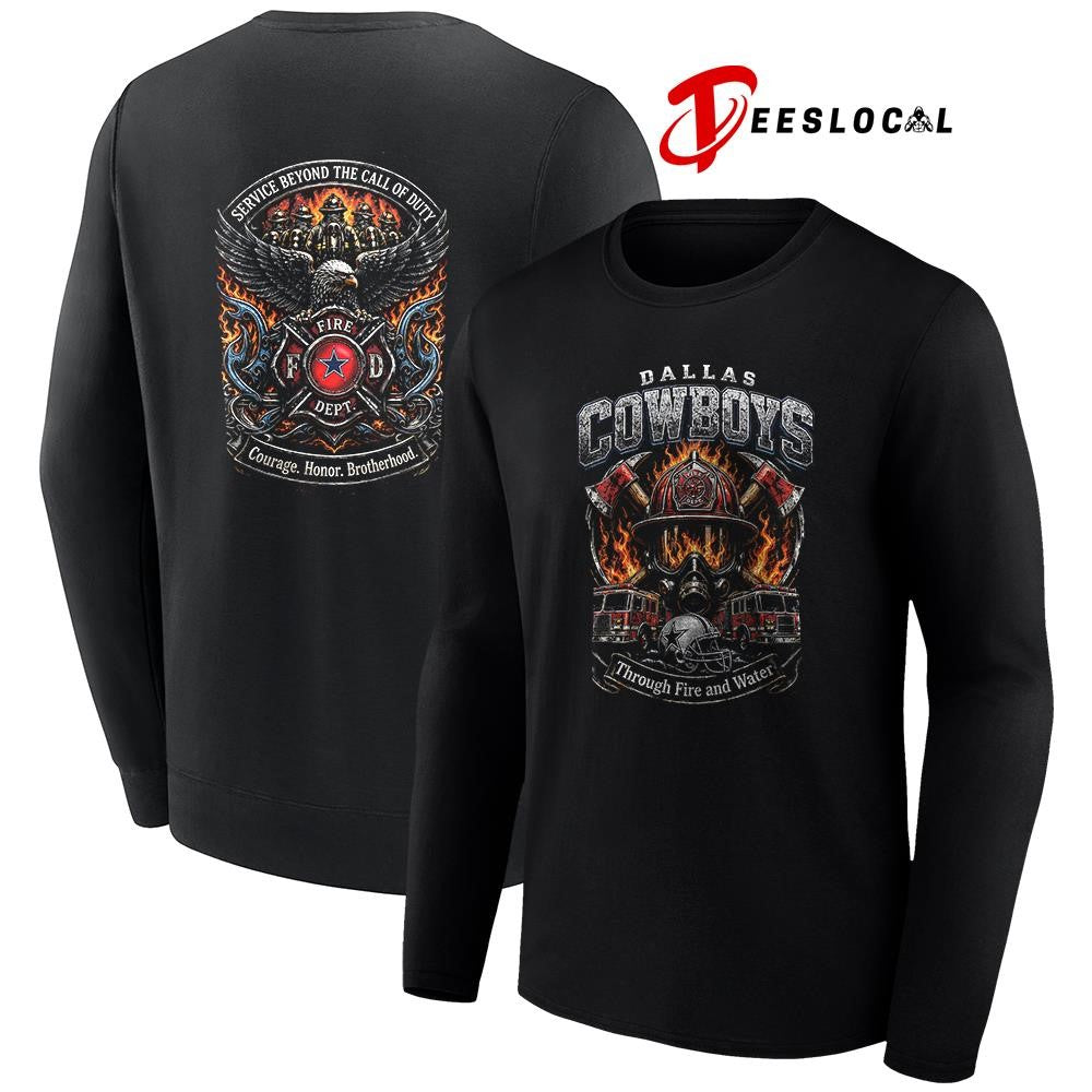 Dallas Cowboys x through fire and water service beyond the call of duty shirt