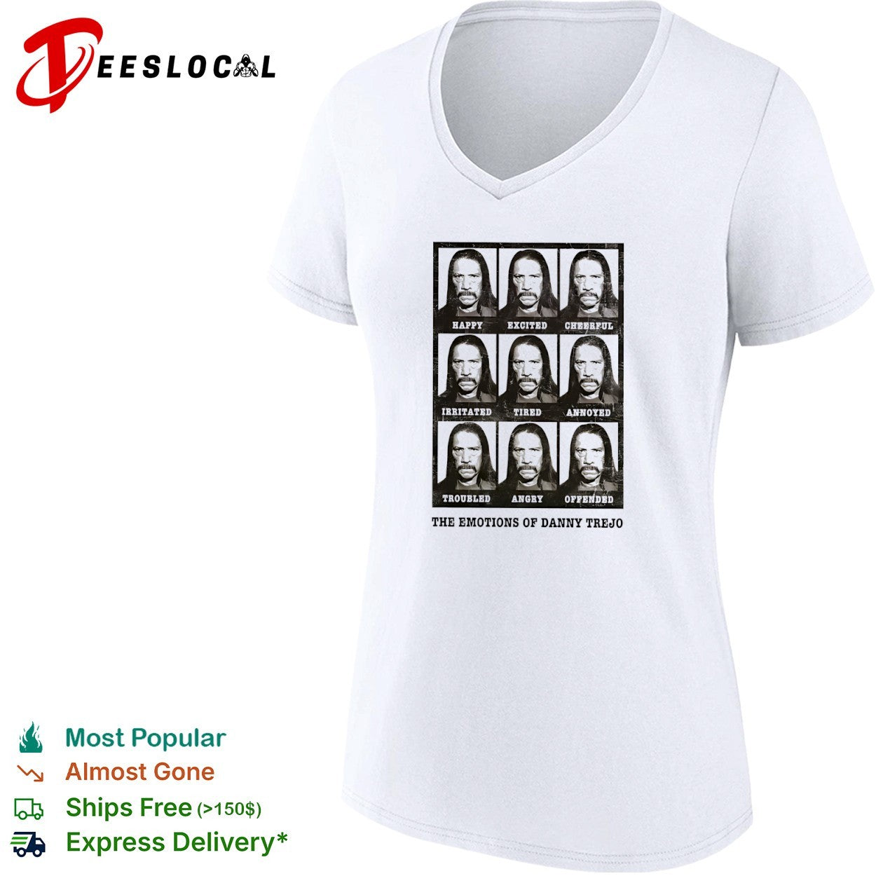 Danny Trejo The emotions grid face photo shirt