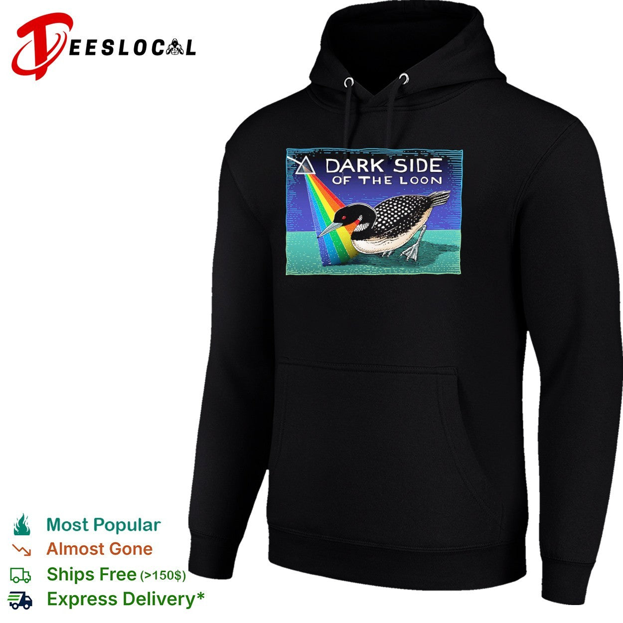 Dark Side of the Loon Ray Troll Prism Rainbow Bird Wildlife Nature shirt