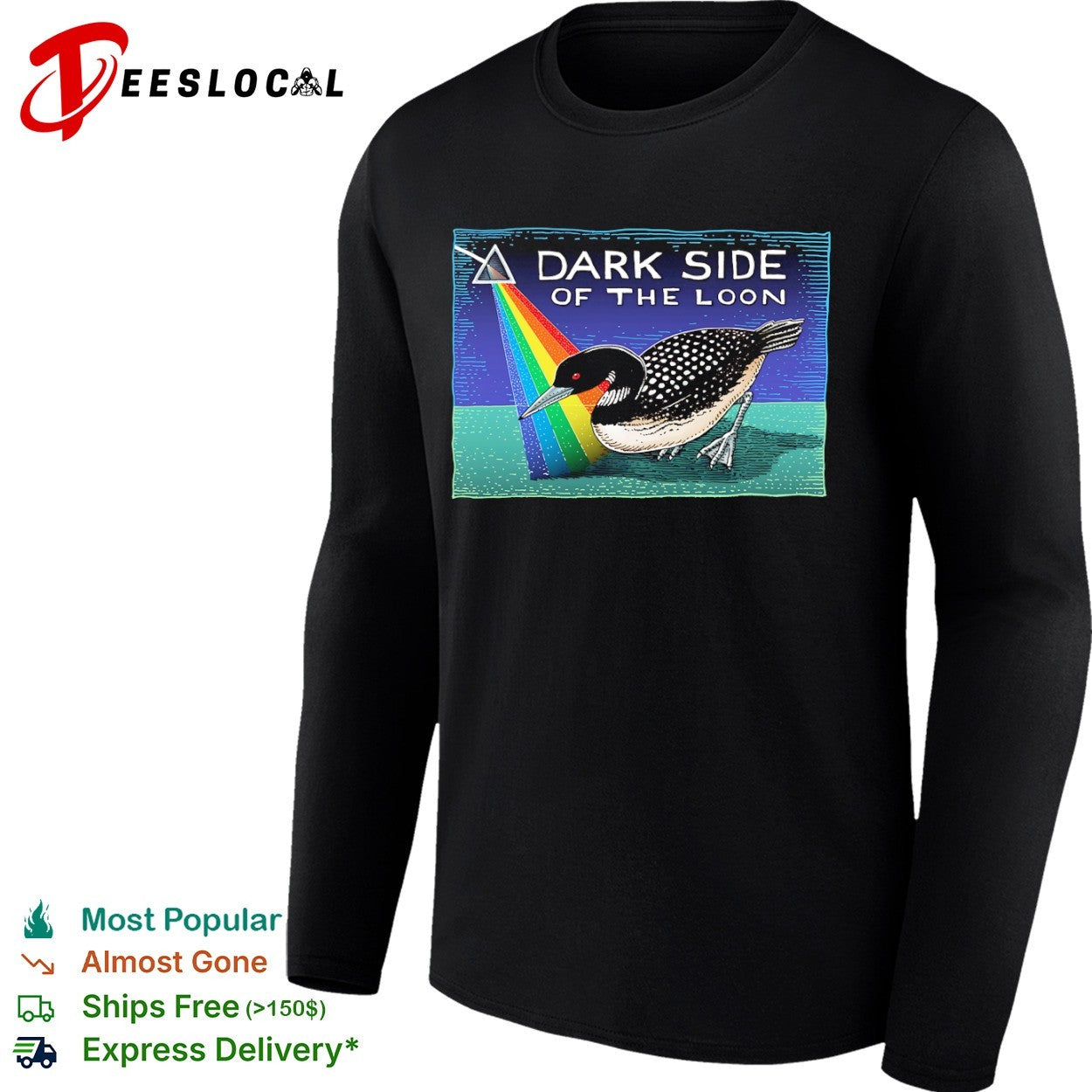 Dark Side of the Loon Ray Troll Prism Rainbow Bird Wildlife Nature shirt