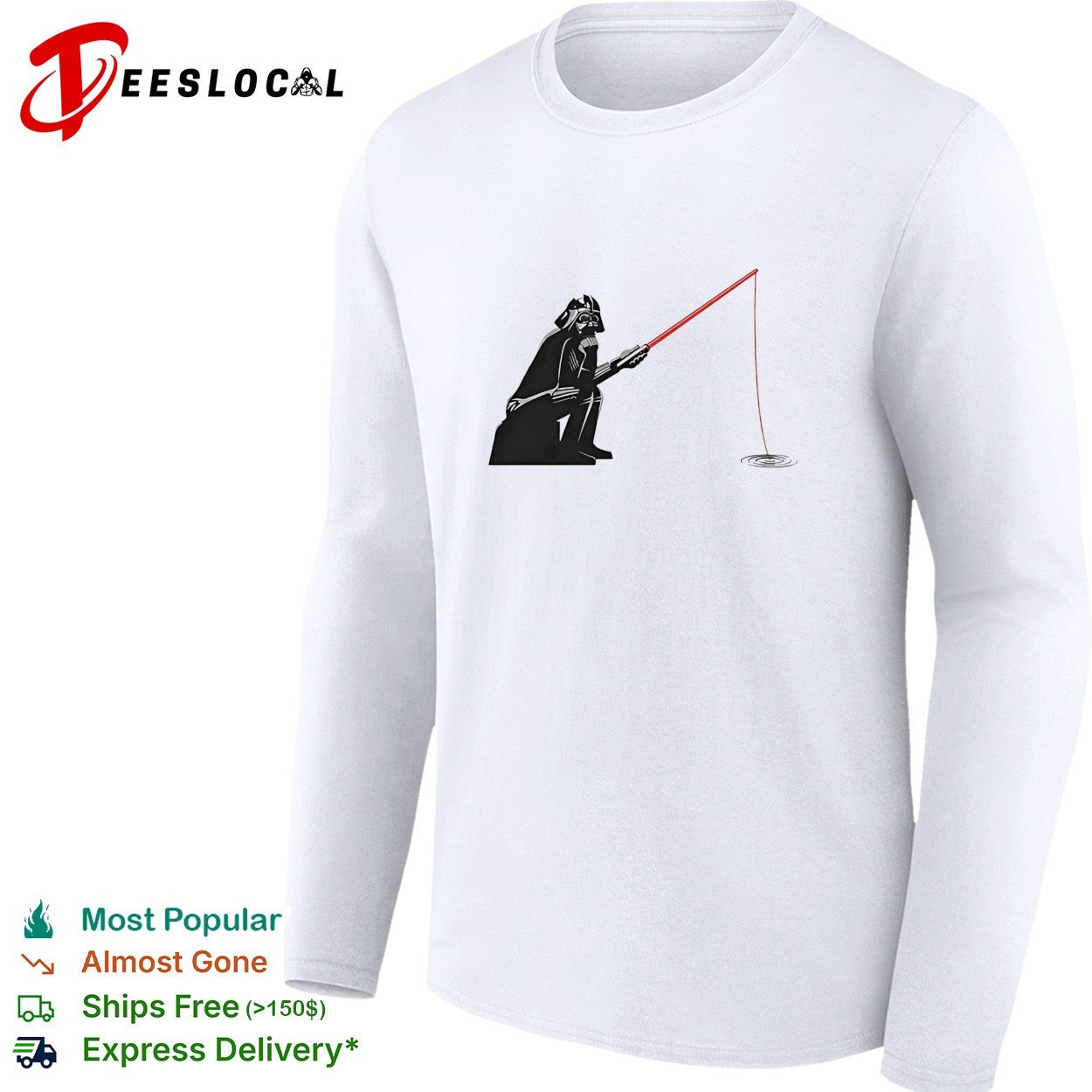Darth Vader fishing with lightsaber rod sitting shirt