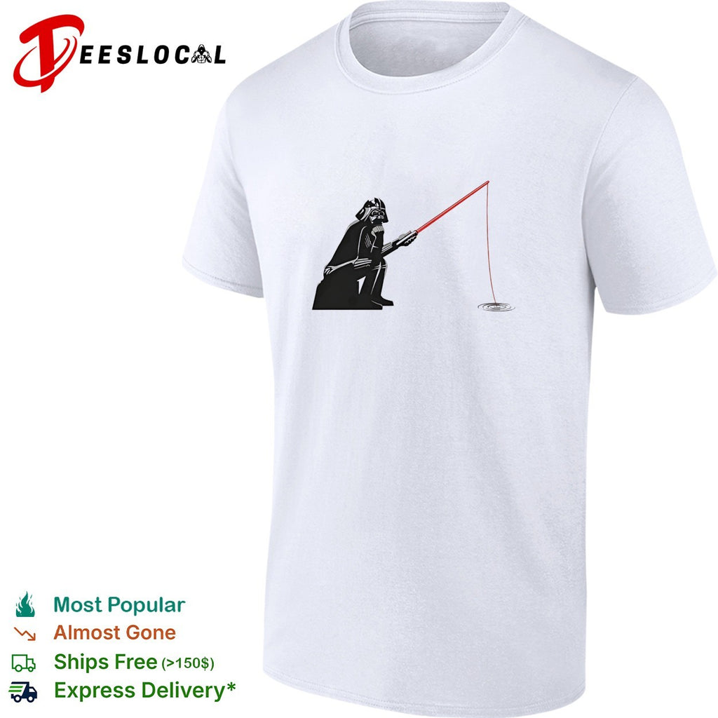Darth Vader fishing with lightsaber rod sitting shirt