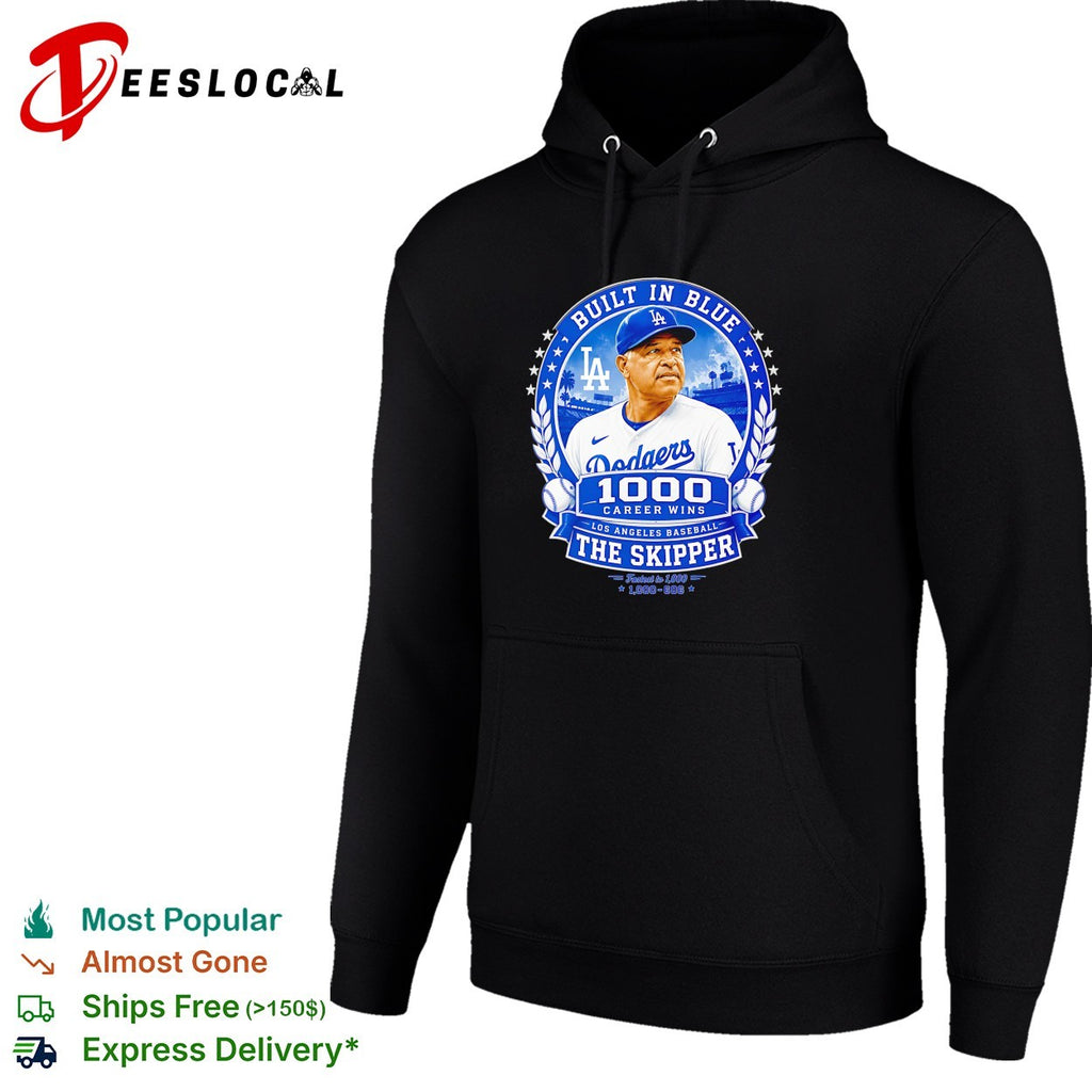 Dave Roberts Los Angeles Dodgers built in blue 1000 career wins the skipper shirt