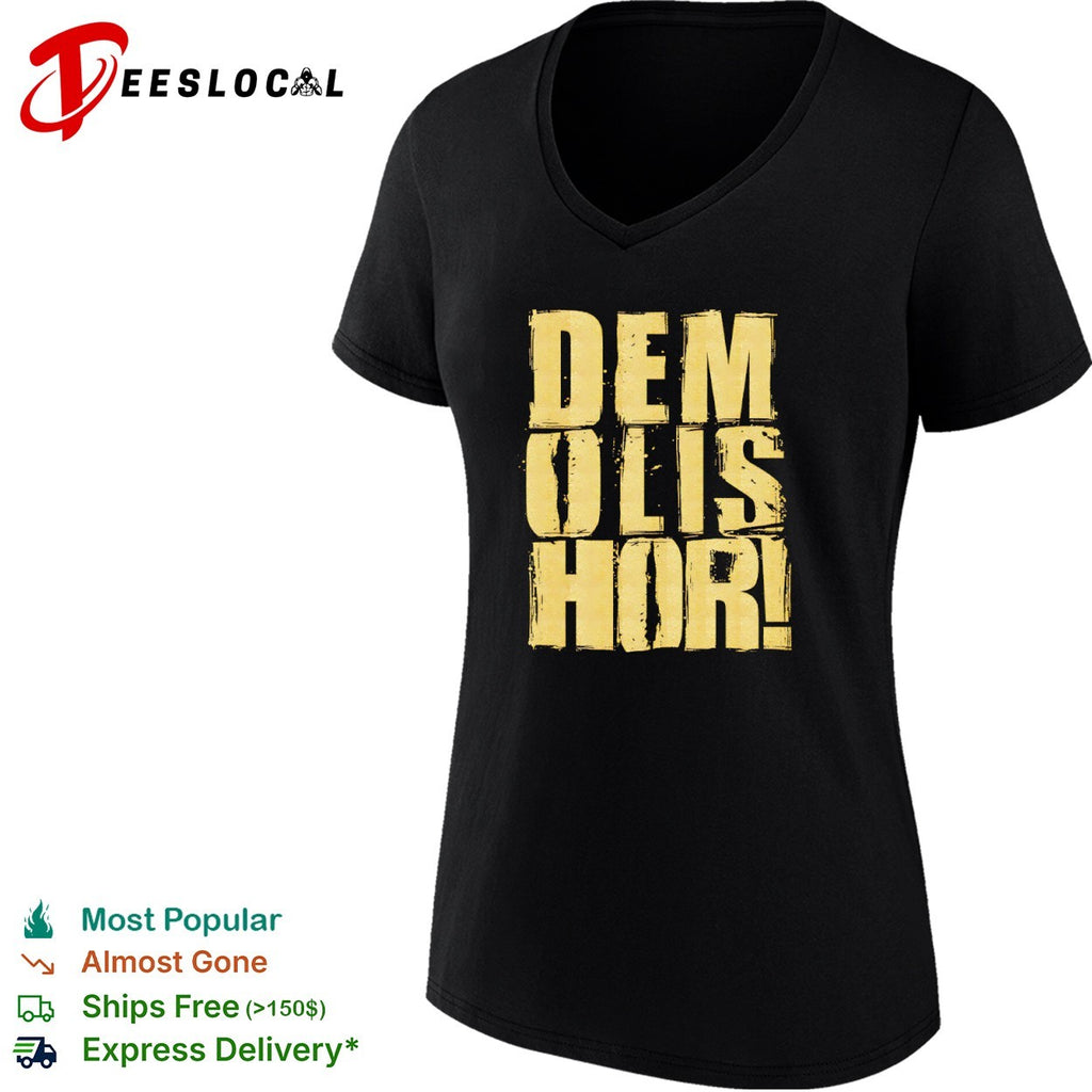 Demolishor gold text shirt