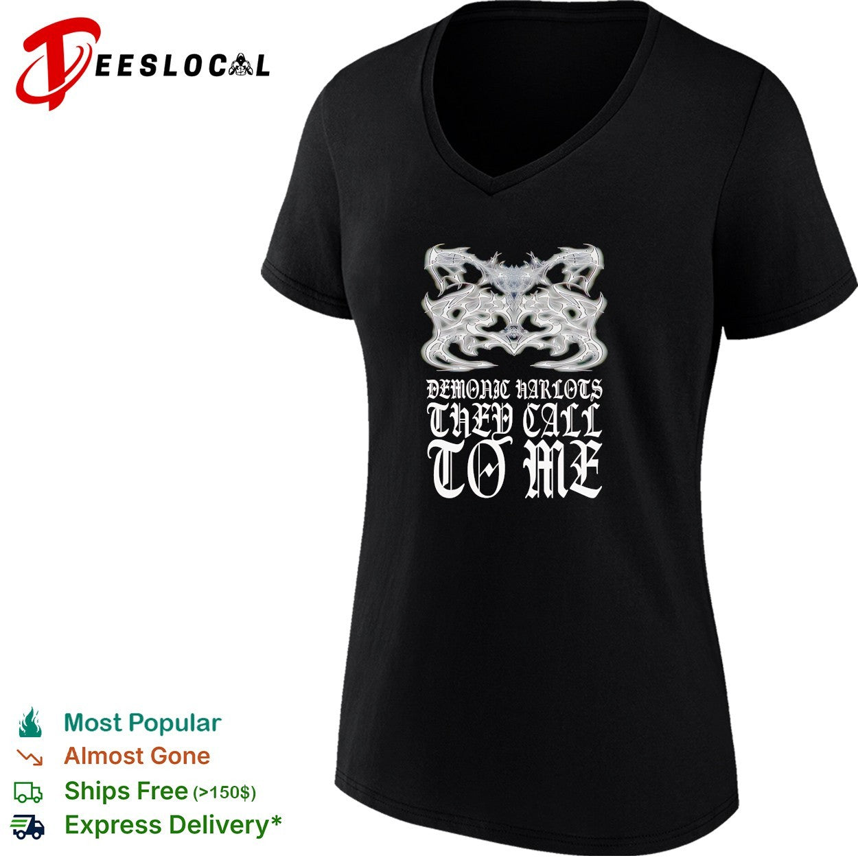 Demonic harlots they call to me gothic bat wing shirt