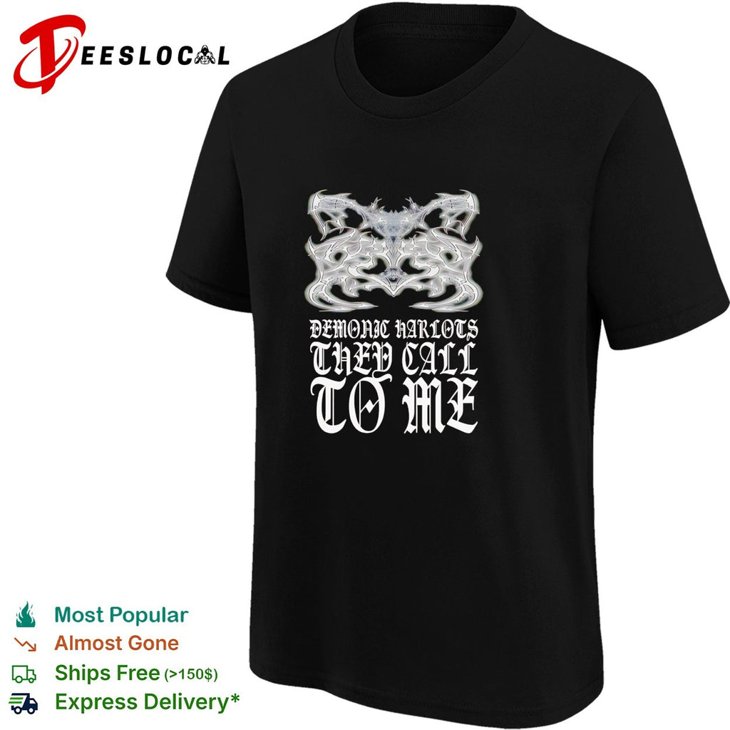 Demonic harlots they call to me gothic bat wing shirt