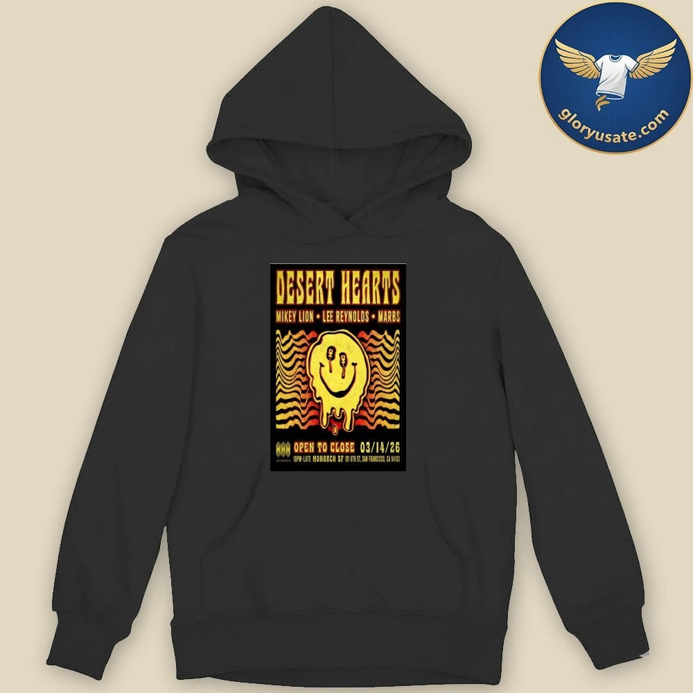 Desert Hearts San Francisco, CA March 14 2026 Tour Poster Shirt