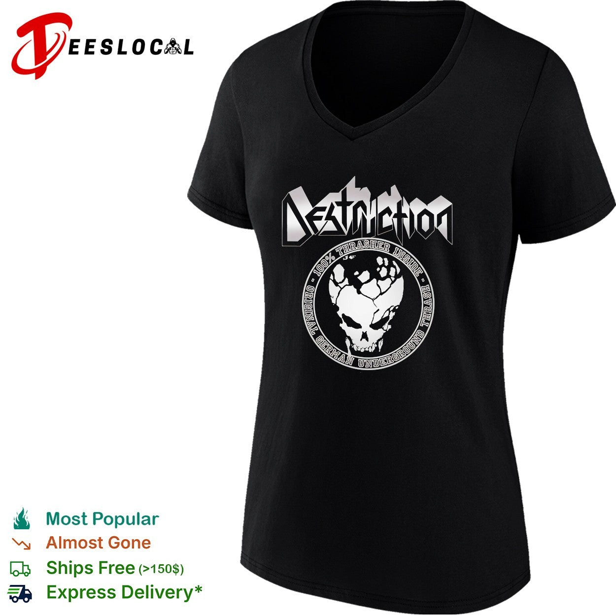 Destruction 100 thrasher inside original German underground thrash skull shirt