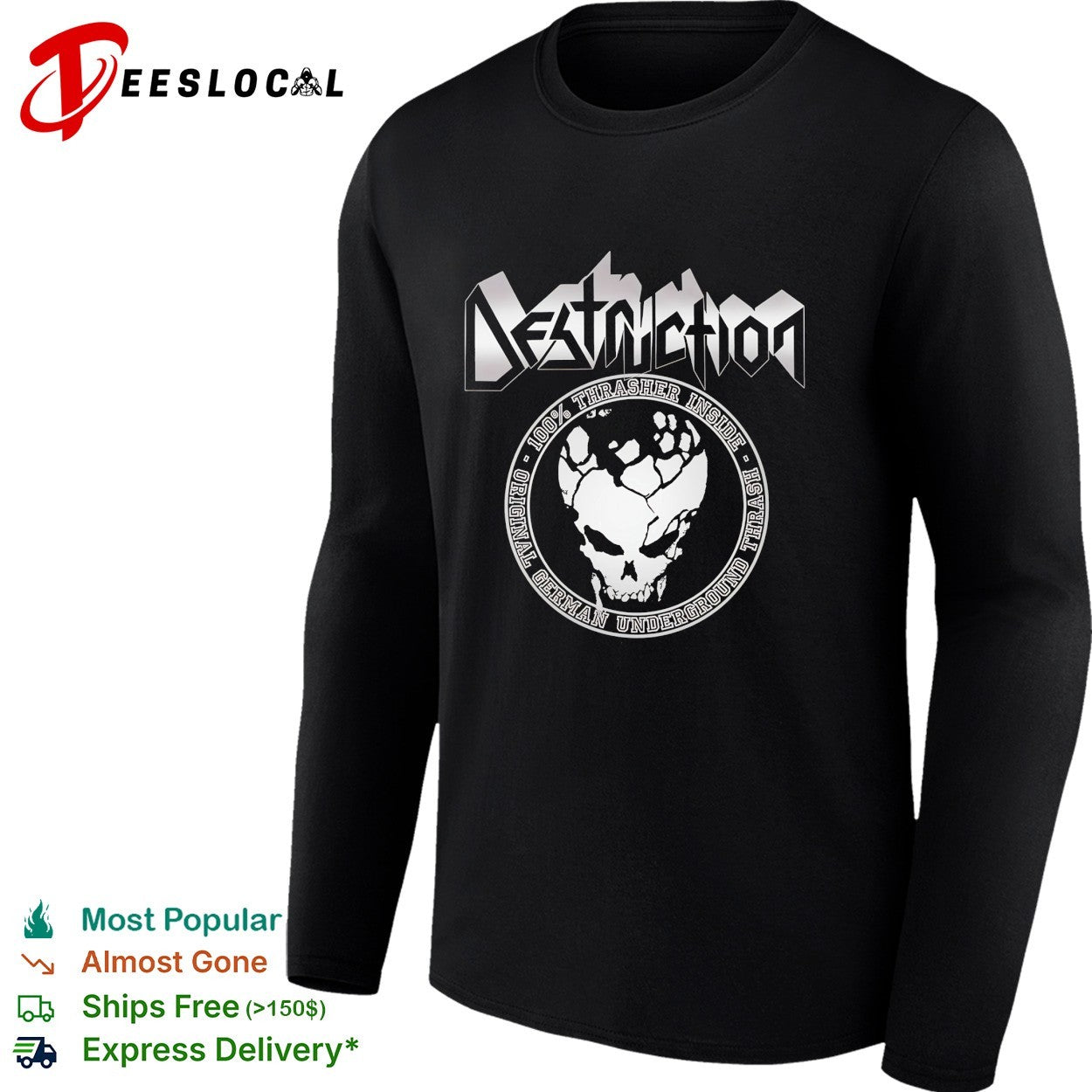 Destruction 100 thrasher inside original German underground thrash skull shirt