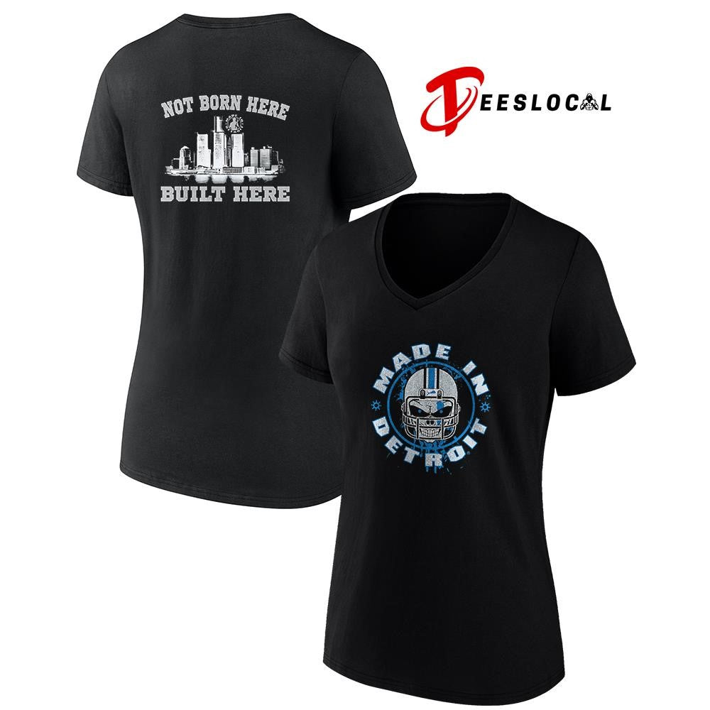 Detroit Lions made in Detroit not born here built here city skyline graphic shirt