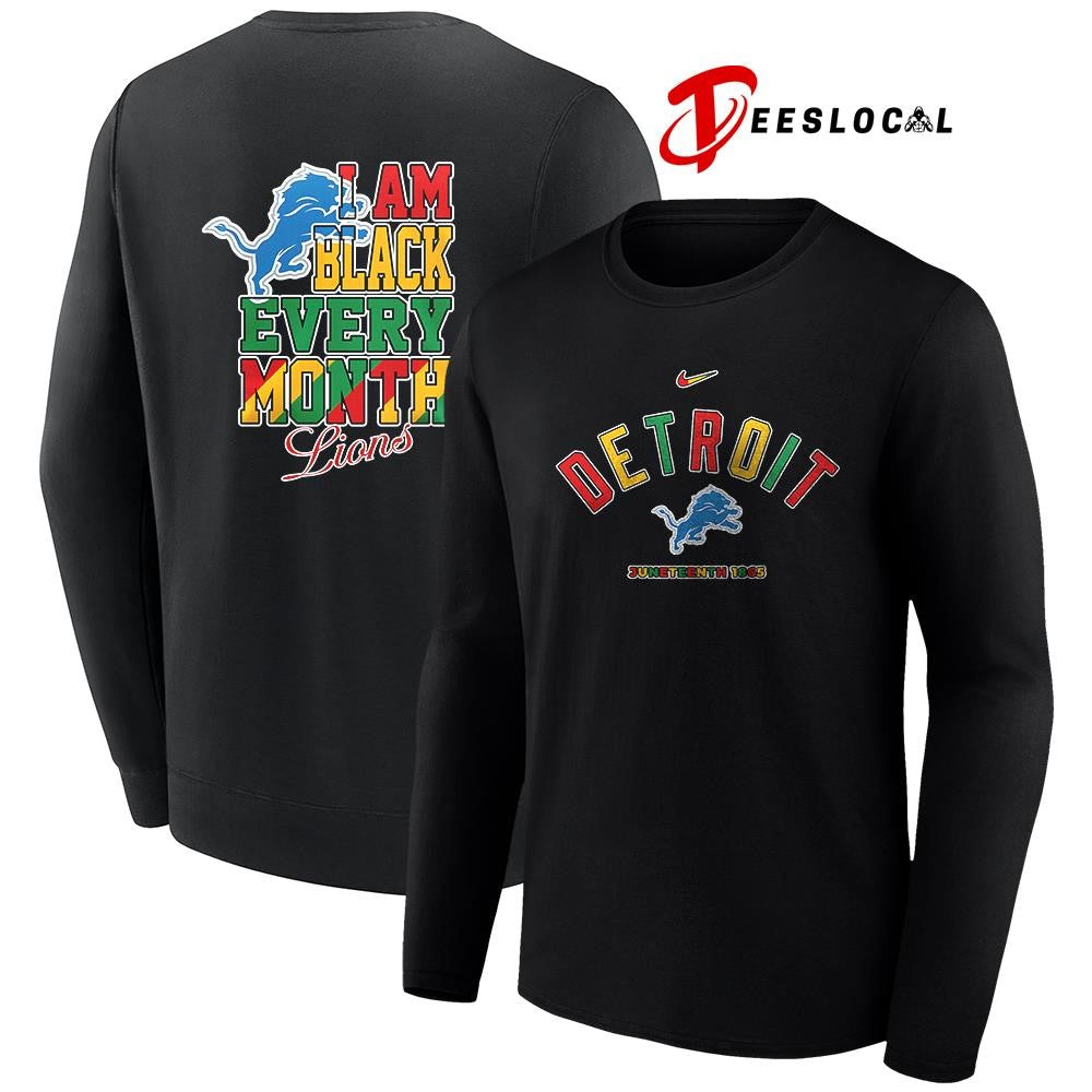 Detroit Lions x Juneteeth 1865 I am black every month shirt