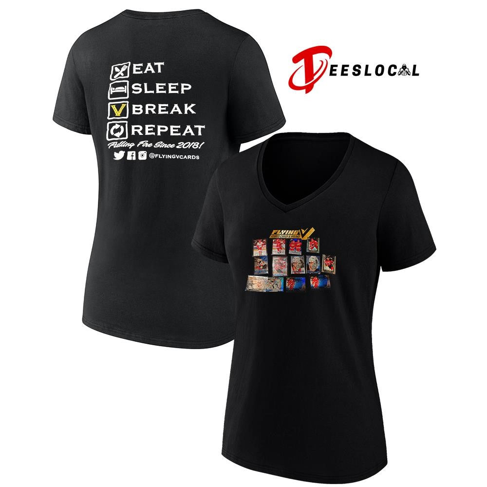 Detroit Red Wings Flying V sports cards and breaks eat sleep break repeat graphic shirt