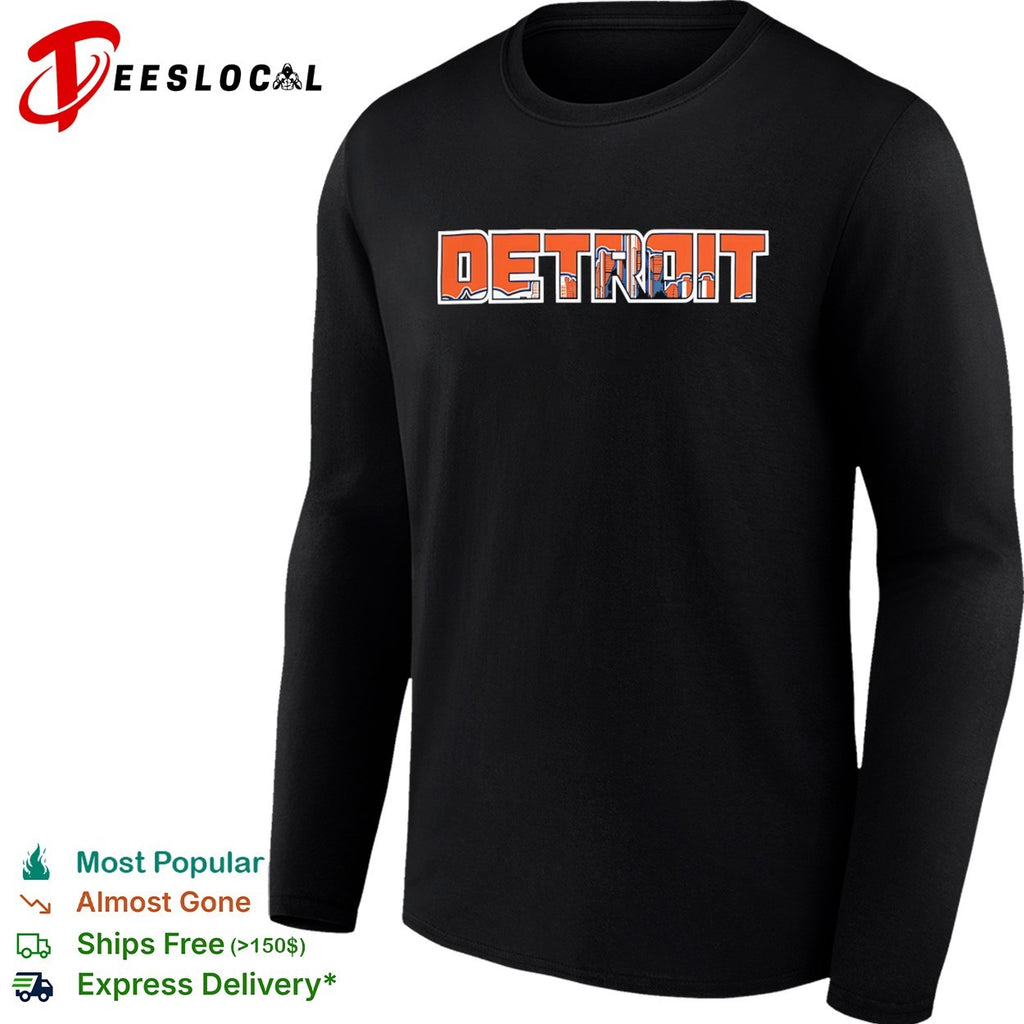 Detroit Skyline Text Design and City Landmark Cityscape Shirt