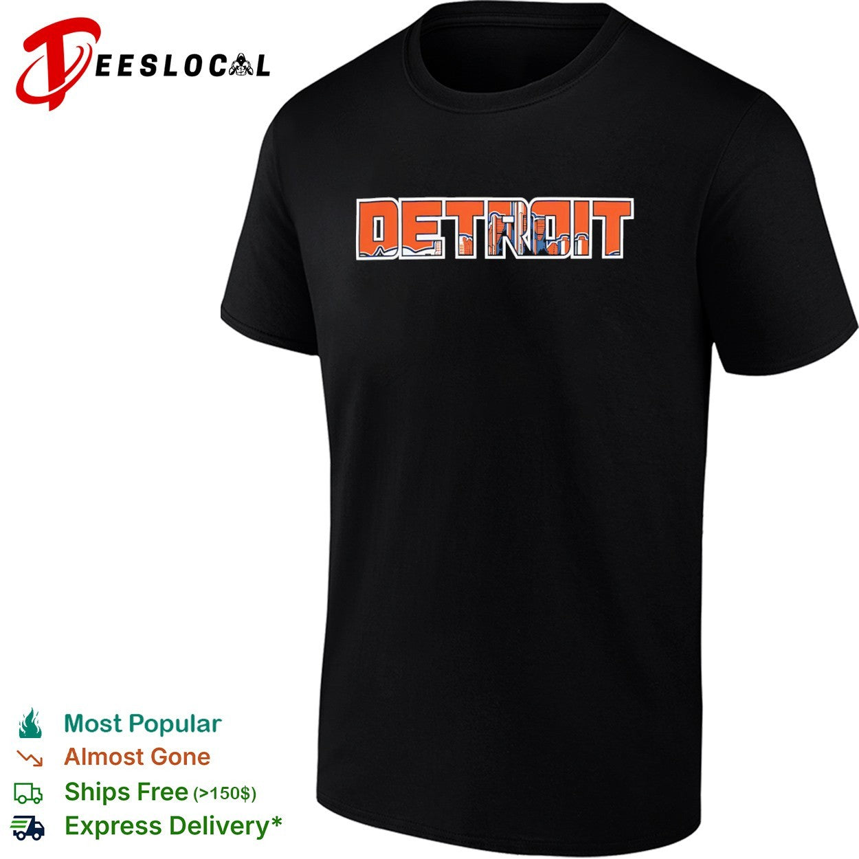 Detroit Skyline Text Design and City Landmark Cityscape Shirt
